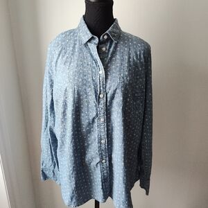 J. Crew Floral Chambray Shirt Size XL